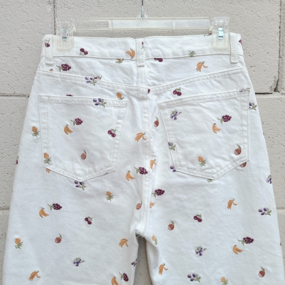 Reformation | Cynthia Fruitloops Embroidered Fruit Jeans Vintage White Size 26 - Picture 11 of 13
